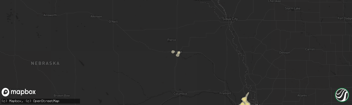 Hail map in Norfolk, NE on August 22, 2014