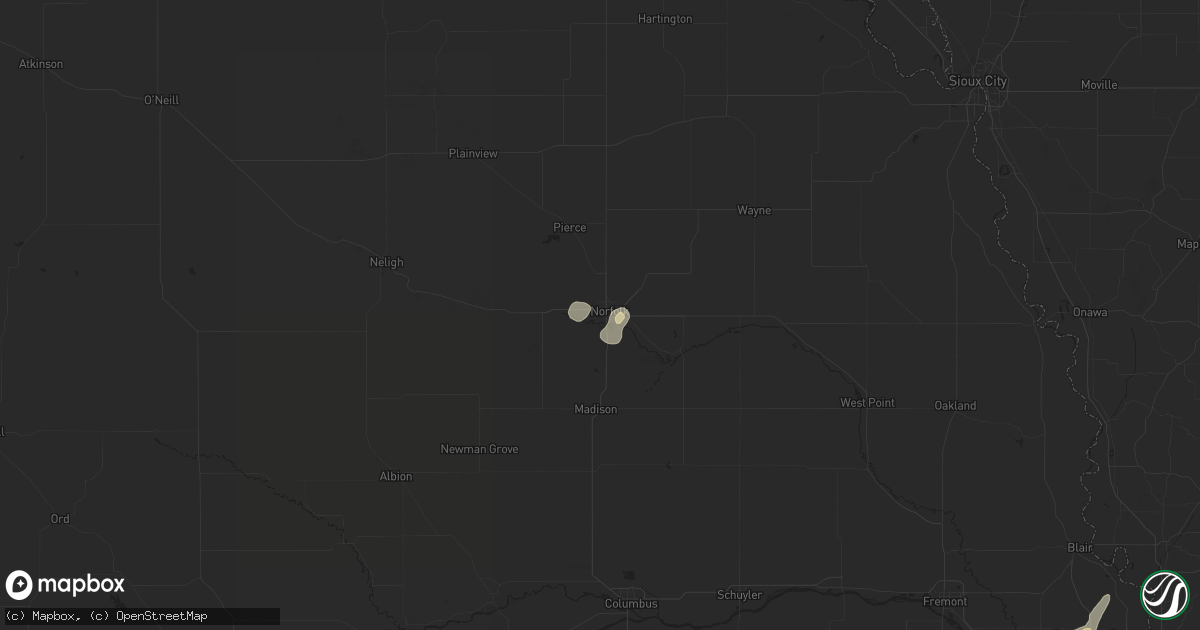 Hail map in Norfolk, NE on August 22, 2014