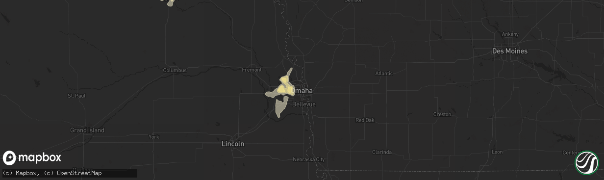 Hail map in Omaha, NE on August 22, 2014