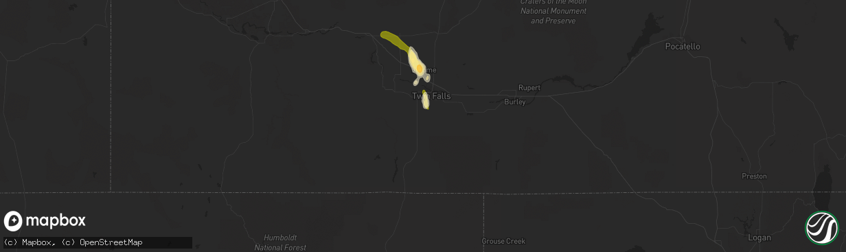 Hail map in Twin Falls, ID on August 22, 2014