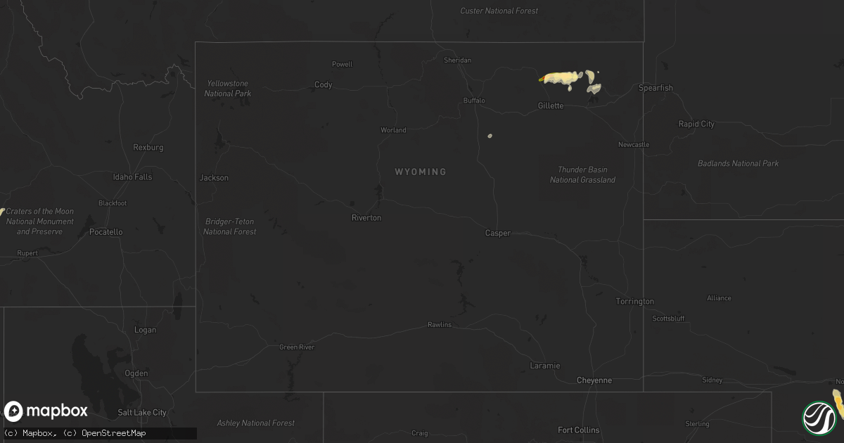 Hail map in Wyoming on August 22, 2014