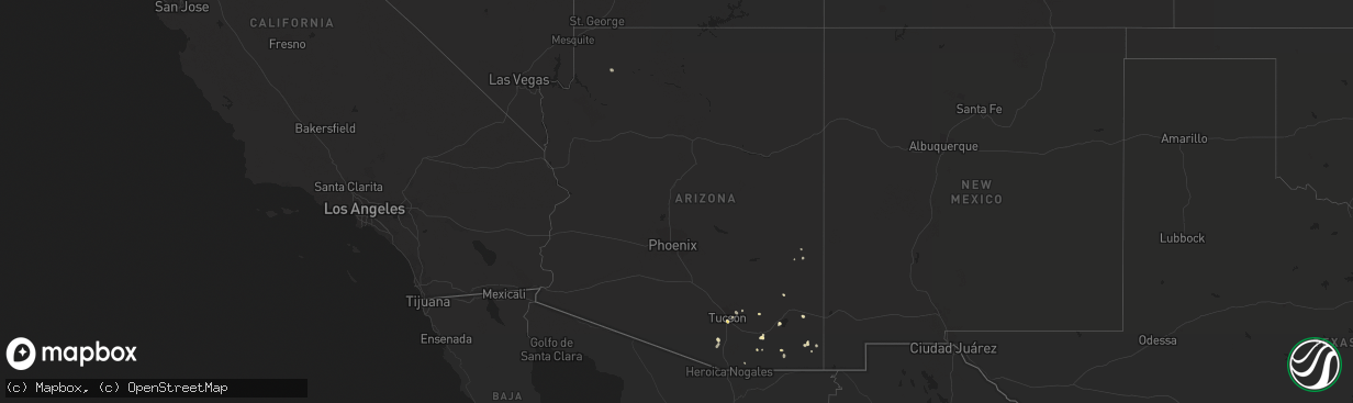 Hail map in Arizona on August 22, 2015