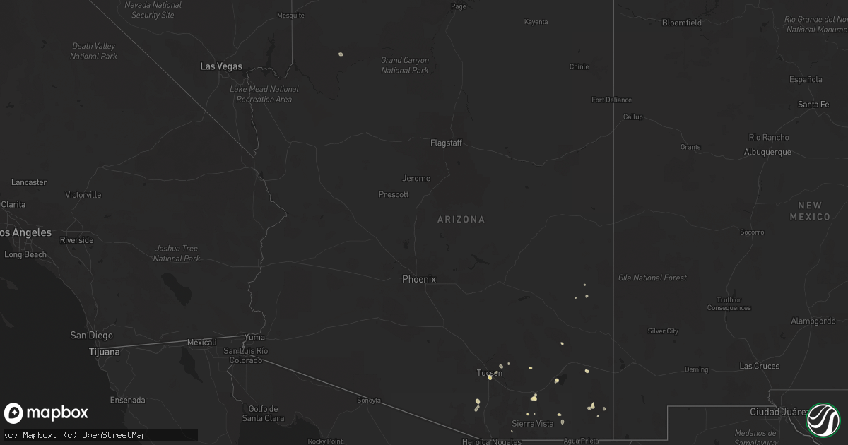 Hail map in Arizona on August 22, 2015