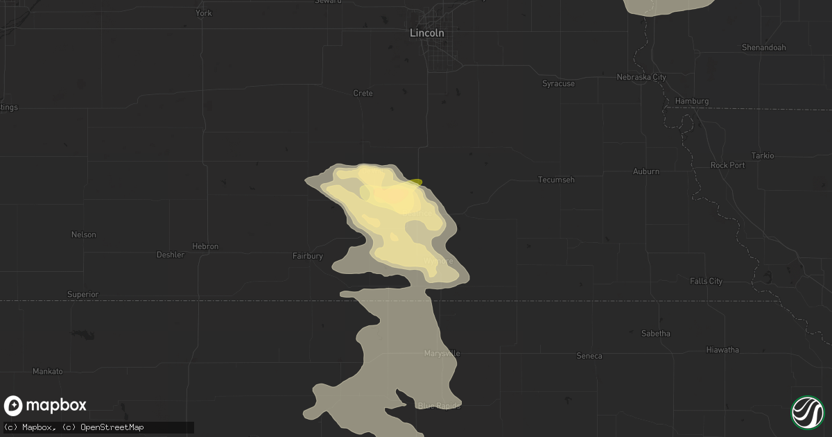 Hail map in Beatrice, NE on August 22, 2015