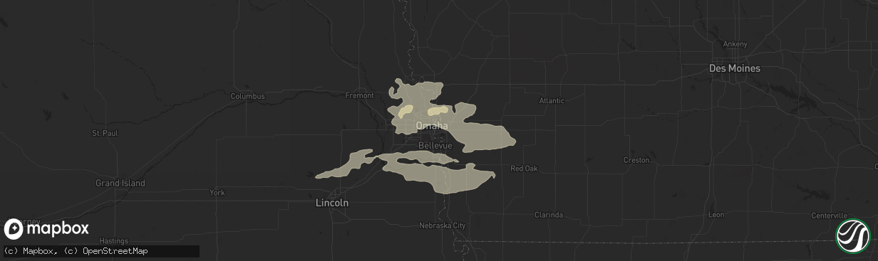 Hail map in Council Bluffs, IA on August 22, 2015