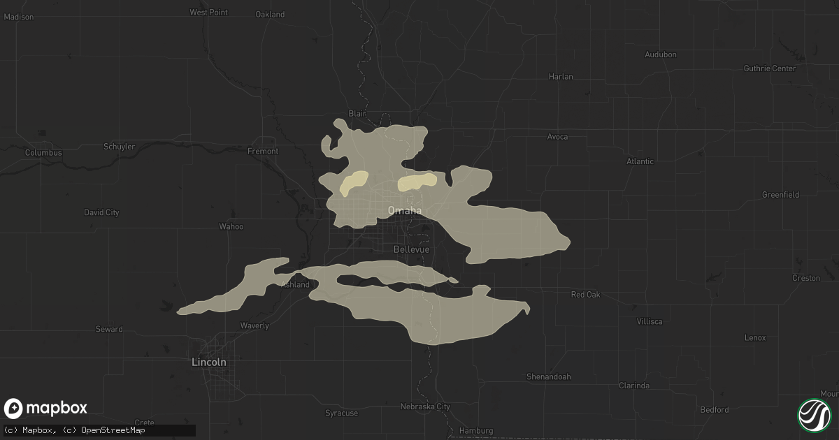 Hail map in Council Bluffs, IA on August 22, 2015