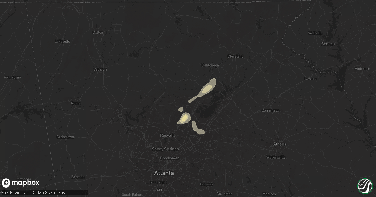 Hail map in Cumming, GA on August 22, 2015