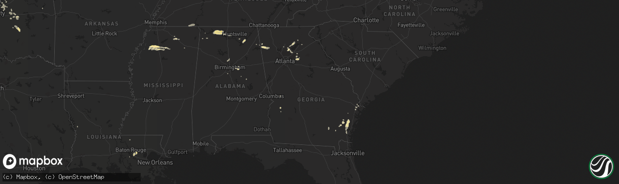 Hail map in Georgia on August 22, 2015