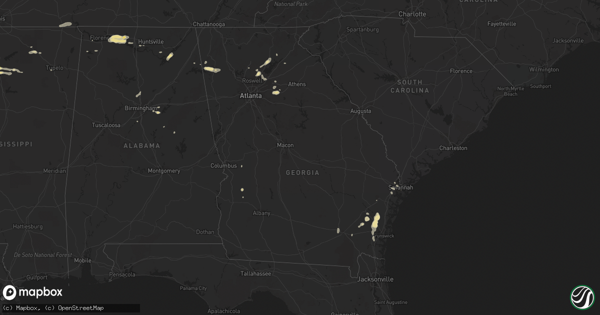 Hail map in Georgia on August 22, 2015