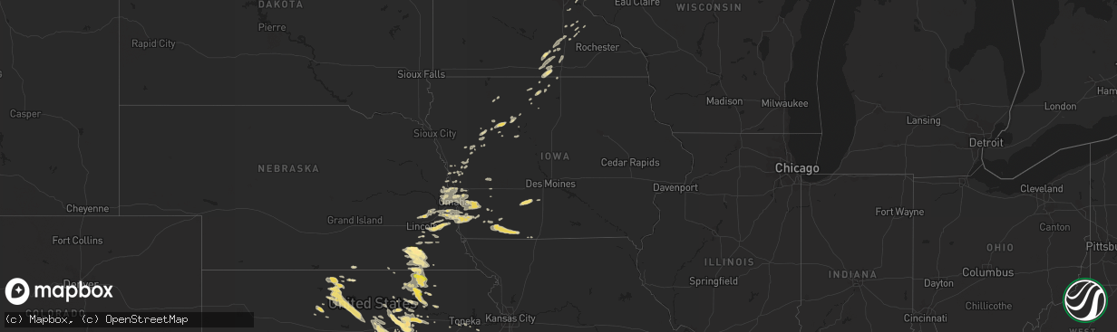 Hail map in Iowa on August 22, 2015