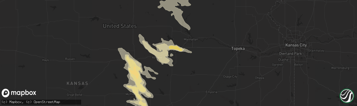 Hail map in Junction City, KS on August 22, 2015