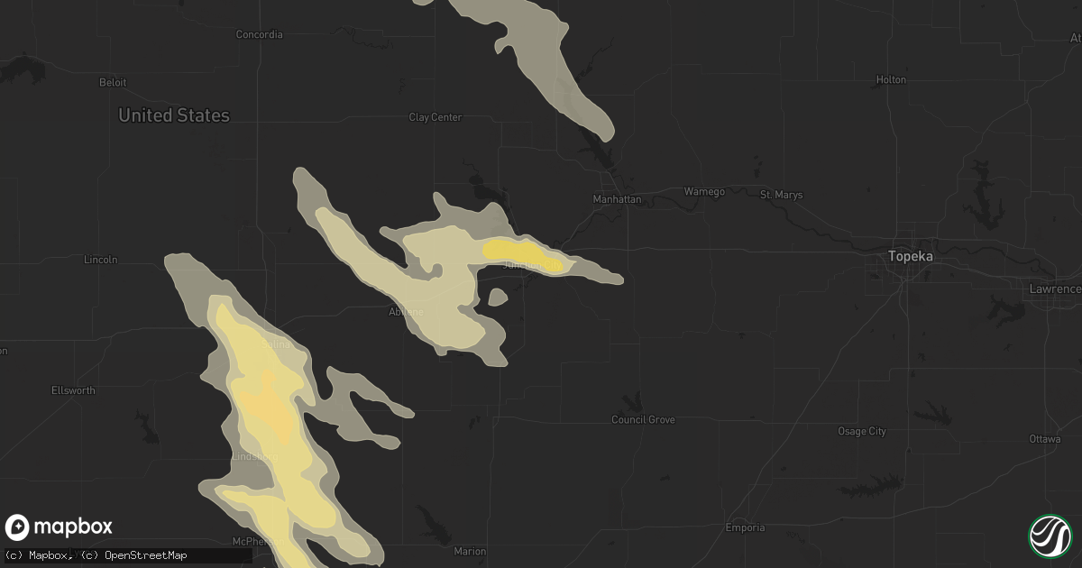 Hail map in Junction City, KS on August 22, 2015