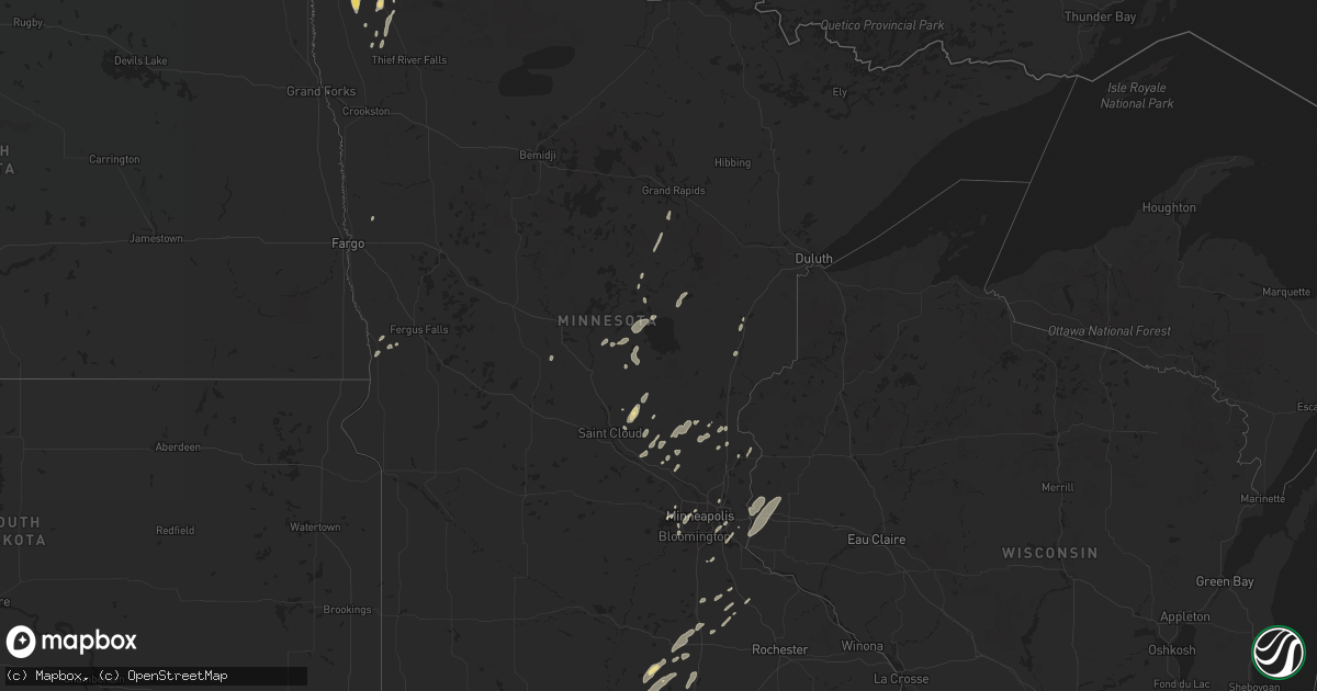 Hail map in Minnesota on August 22, 2015