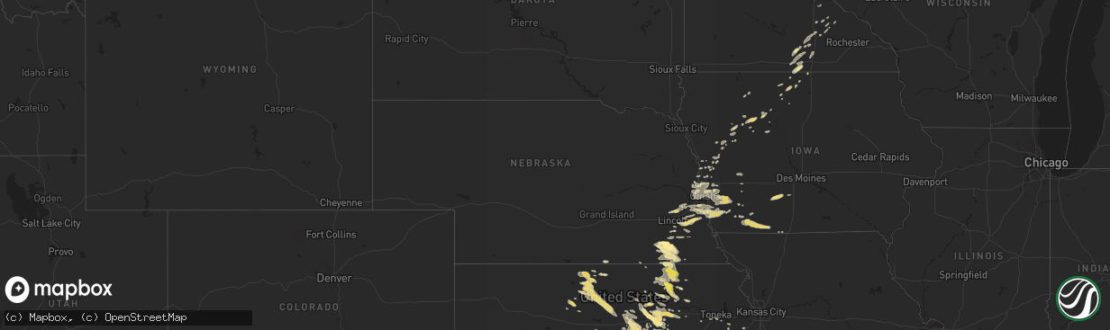 Hail map in Nebraska on August 22, 2015