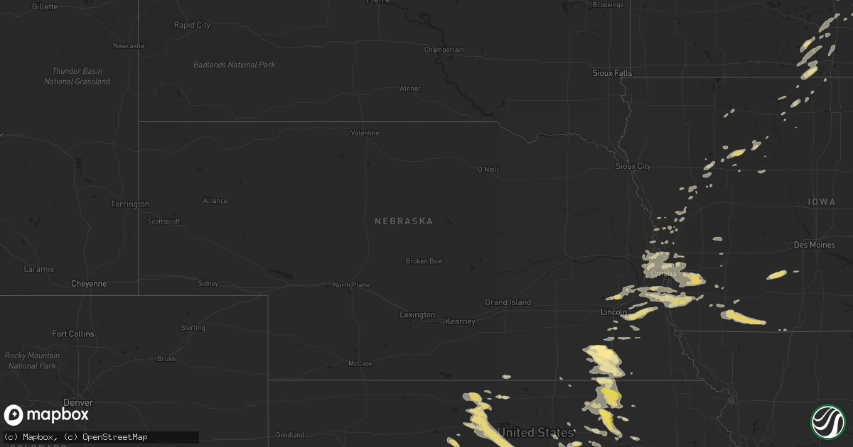 Hail map in Nebraska on August 22, 2015