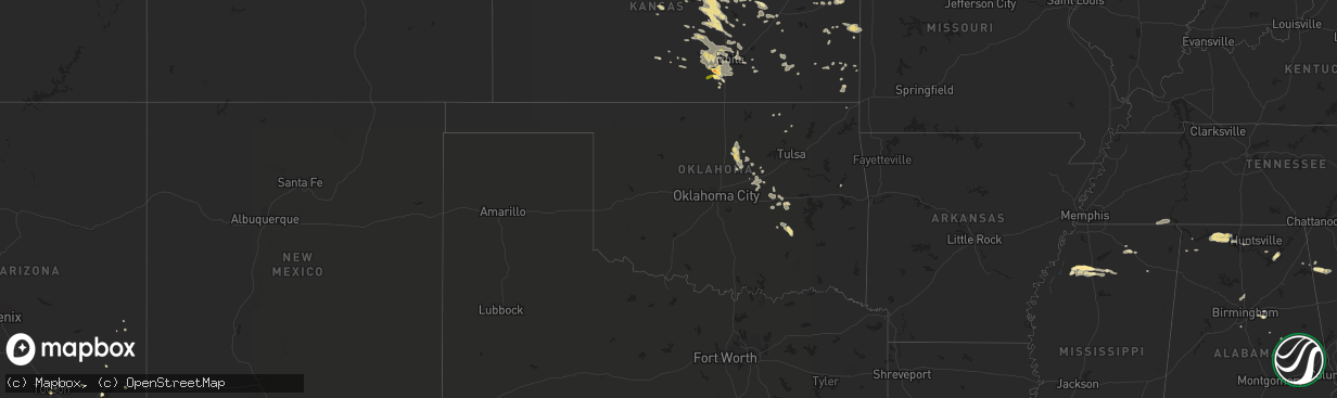 Hail map in Oklahoma on August 22, 2015