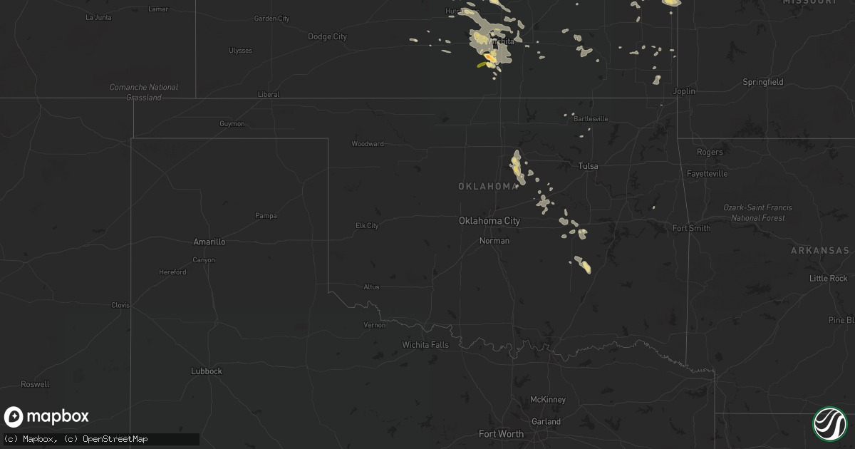 Hail map in Oklahoma on August 22, 2015