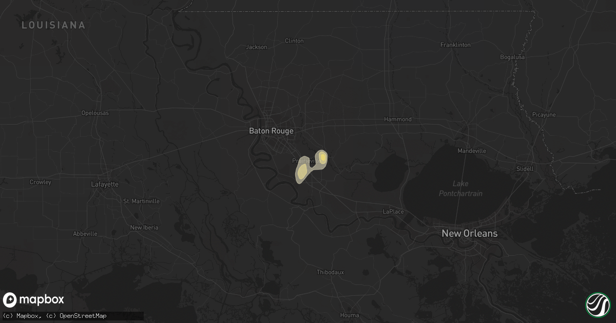 Hail map in Prairieville, LA on August 22, 2015