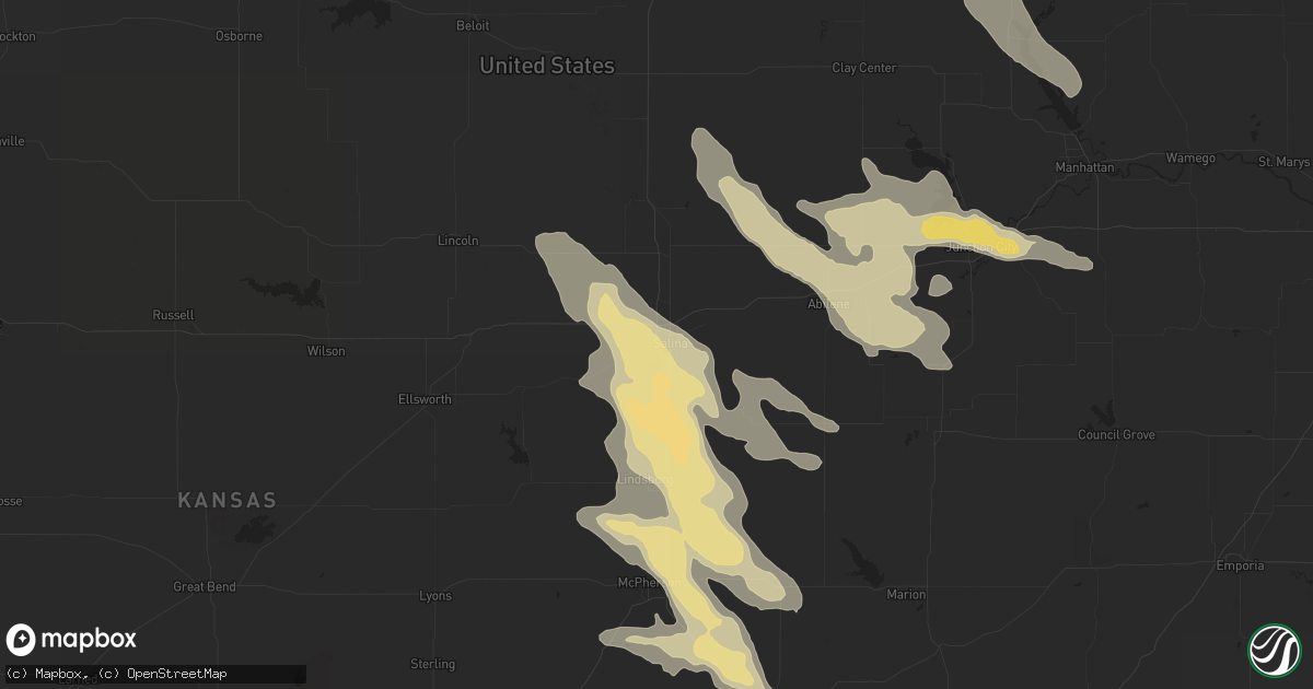 Hail map in Salina, KS on August 22, 2015