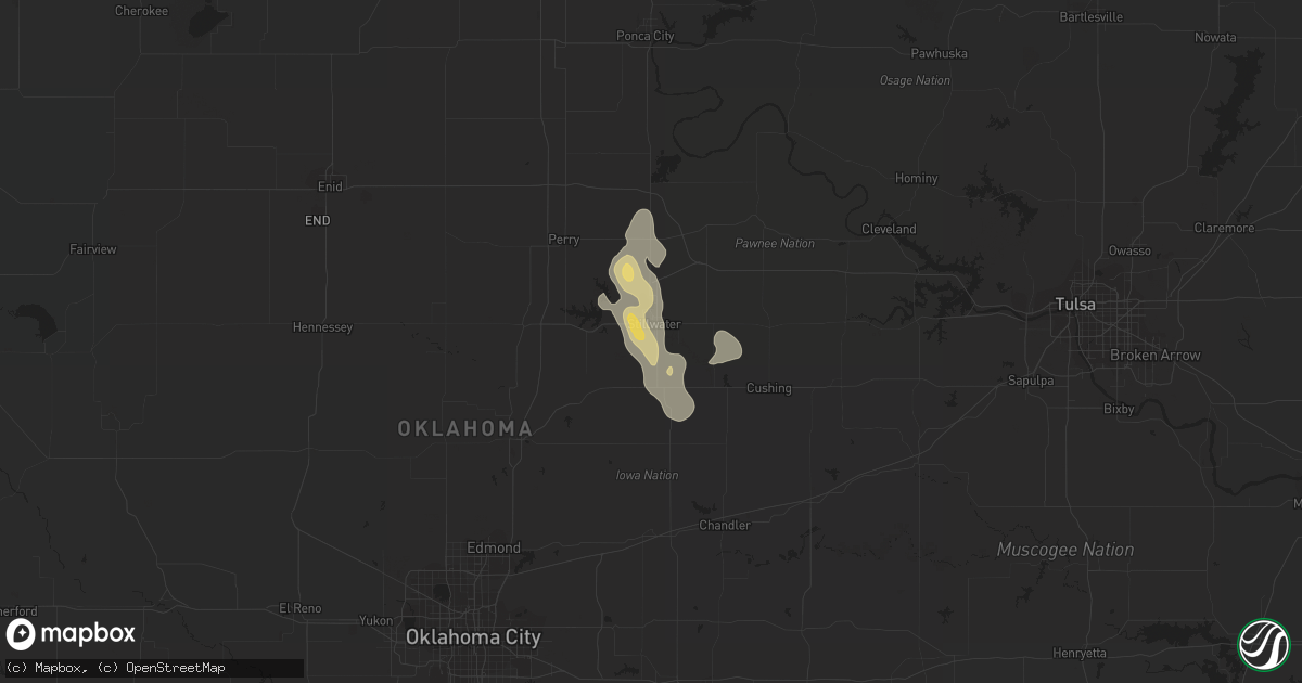 Hail map in Stillwater, OK on August 22, 2015