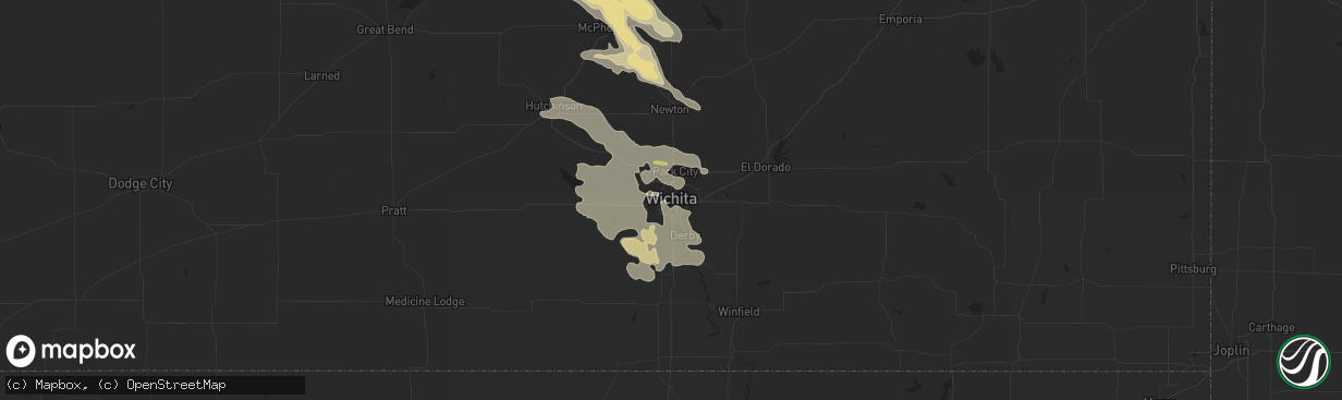 Hail map in Wichita, KS on August 22, 2015