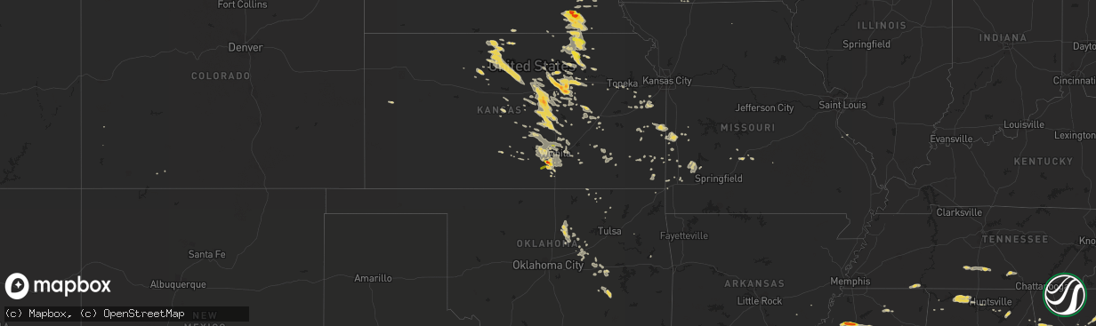 Hail map on August 22, 2015