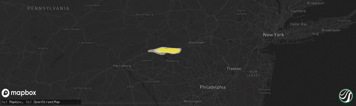 Hail map in Fleetwood, PA on August 22, 2017