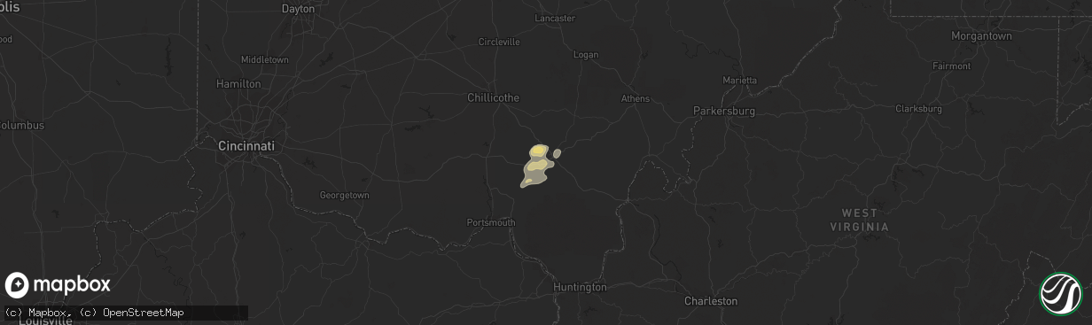 Hail map in Jackson, OH on August 22, 2017