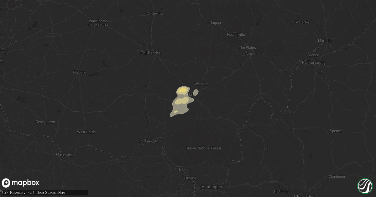 Hail map in Jackson, OH on August 22, 2017