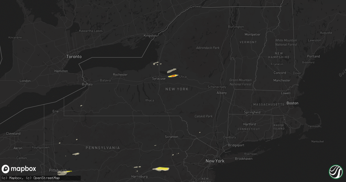 Hail map in New York on August 22, 2017