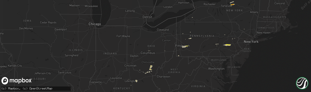 Hail map in Ohio on August 22, 2017