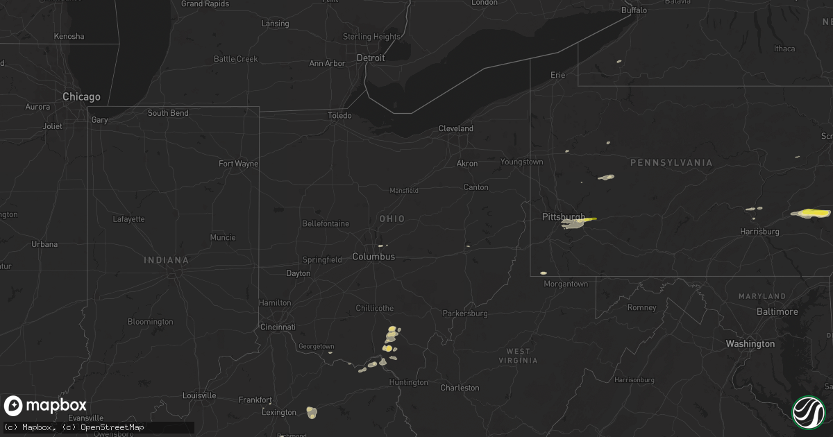Hail map in Ohio on August 22, 2017