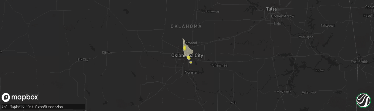 Hail map in Oklahoma City, OK on August 22, 2017