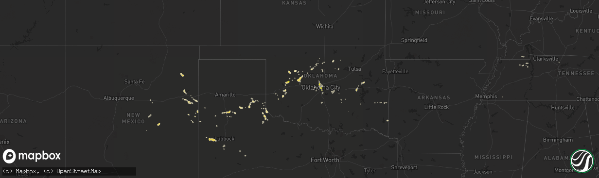 Hail map in Oklahoma on August 22, 2017