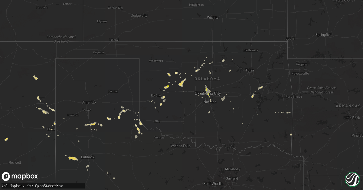 Hail map in Oklahoma on August 22, 2017