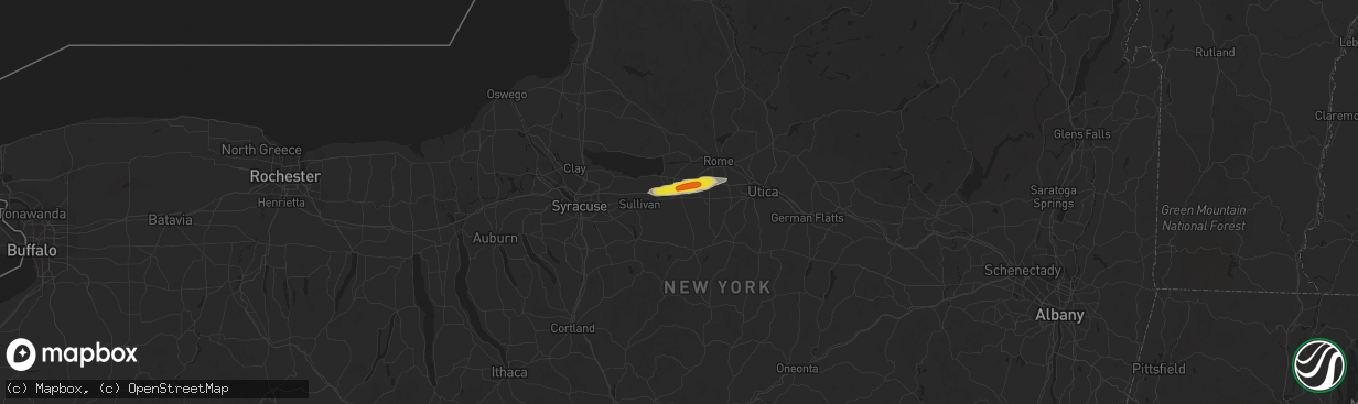 Hail map in Oneida, NY on August 22, 2017