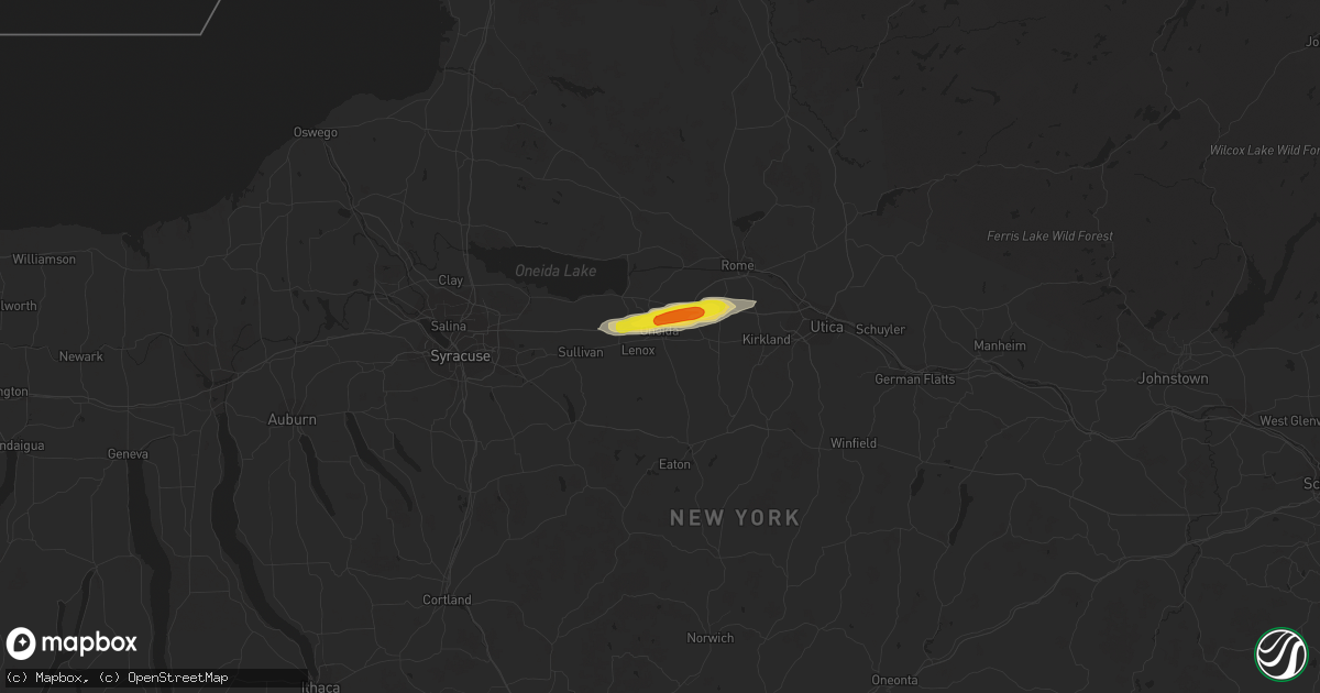 Hail map in Oneida, NY on August 22, 2017