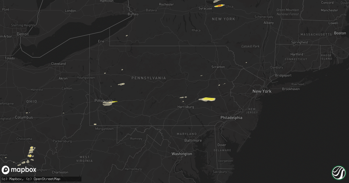 Hail map in Pennsylvania on August 22, 2017