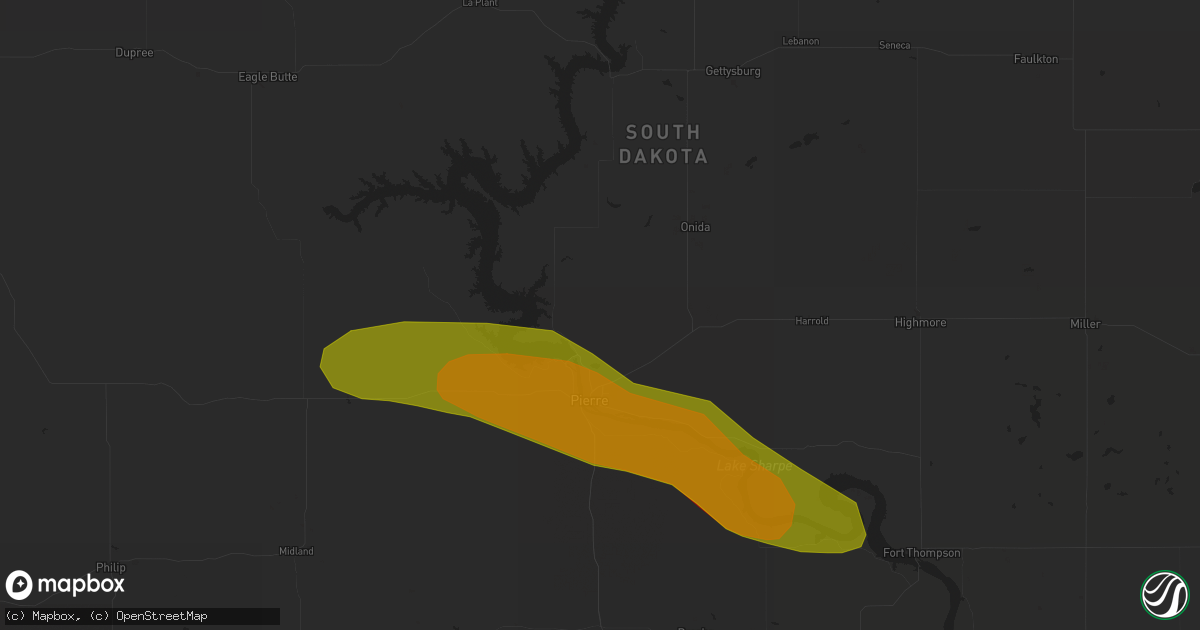 Hail map in Pierre, SD on August 22, 2017