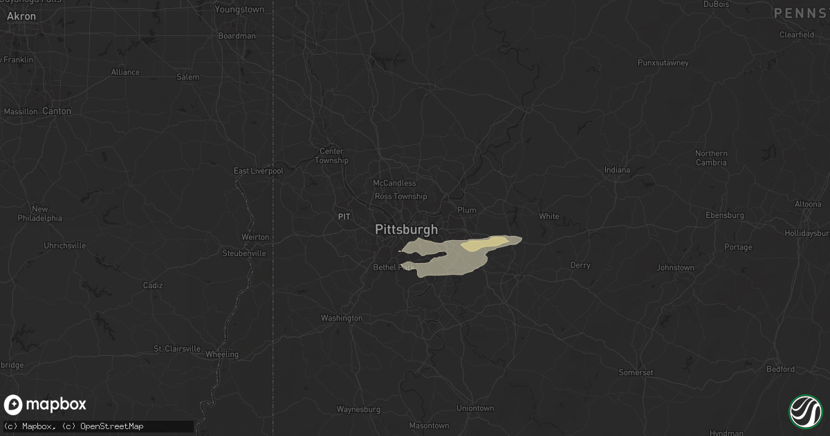 Hail map in Pittsburgh, PA on August 22, 2017