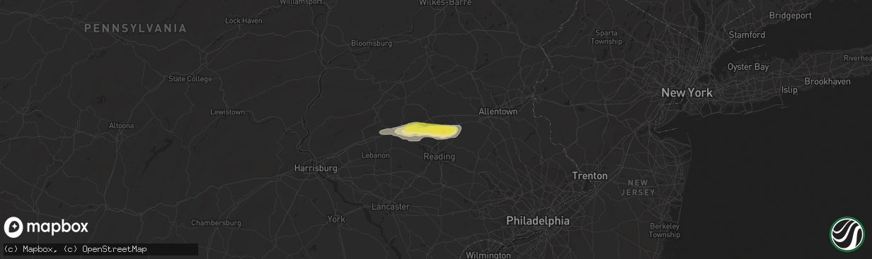 Hail map in Shoemakersville, PA on August 22, 2017