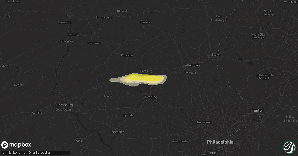 Hail map in Shoemakersville, PA on August 22, 2017