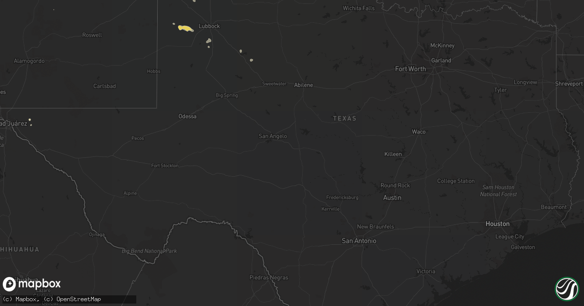 Hail map in Texas on August 22, 2017