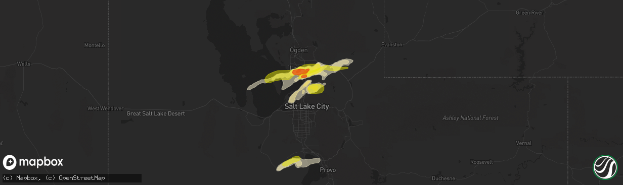 Hail map in Bountiful, UT on August 22, 2018