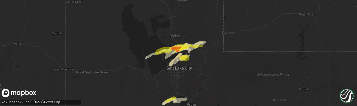 Hail map in Farmington, UT on August 22, 2018