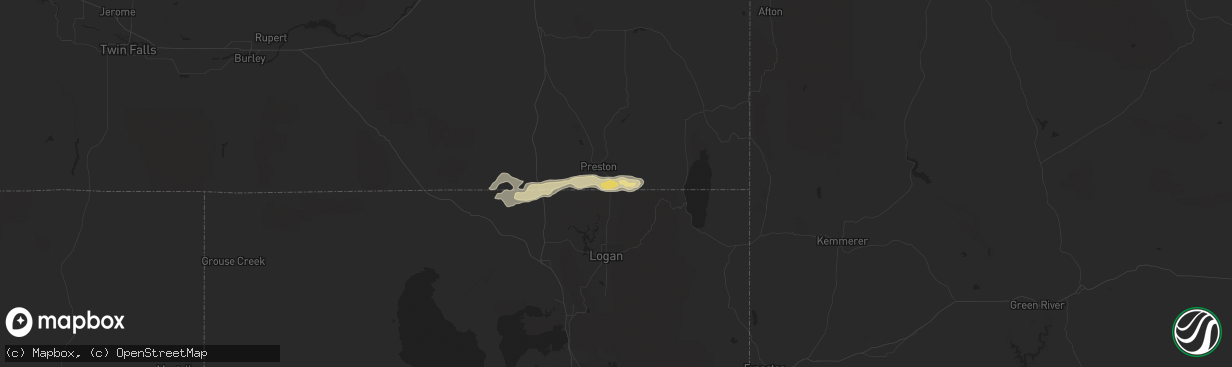 Hail map in Franklin, ID on August 22, 2018