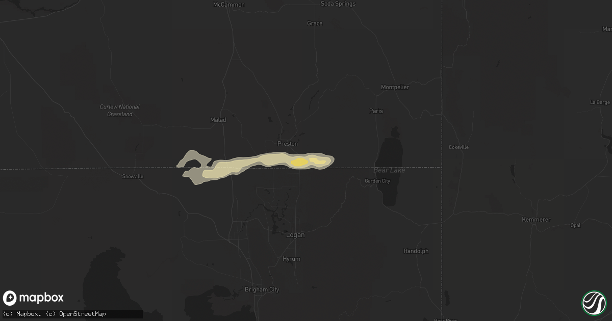 Hail map in Franklin, ID on August 22, 2018