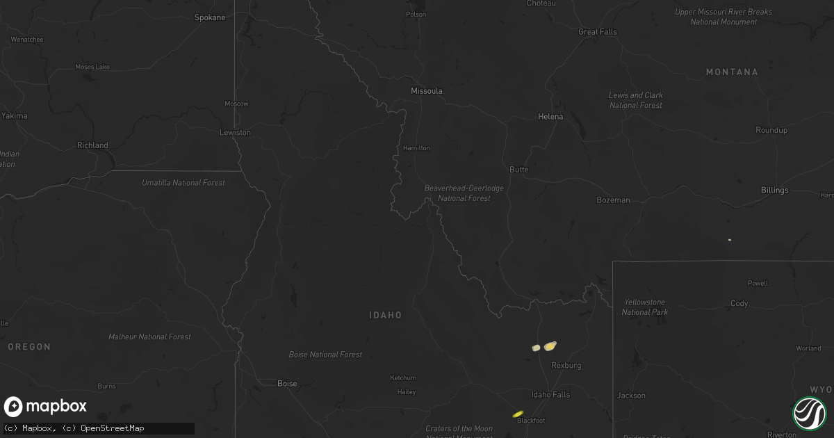 Hail map in Idaho on August 22, 2018