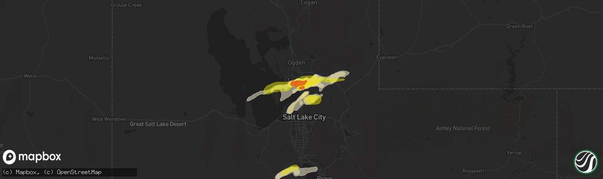 Hail map in Kaysville, UT on August 22, 2018