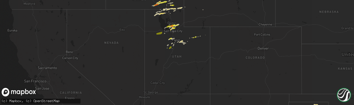 Hail map in Utah on August 22, 2018